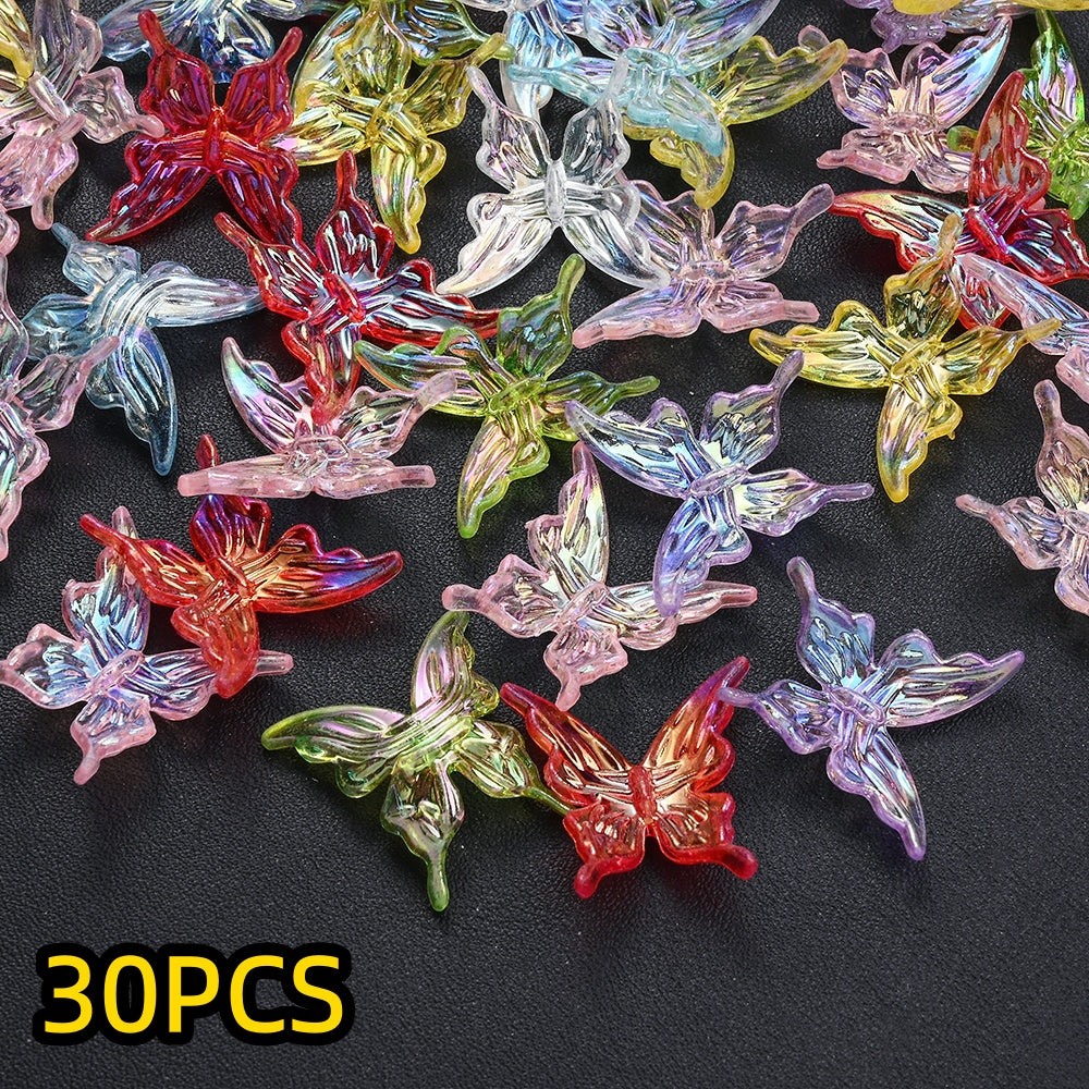 30pcs/set 25mm Transparent Butterfly Acrylic Beads