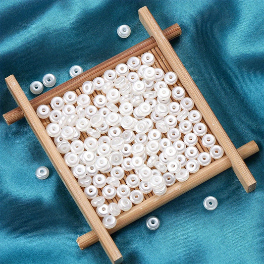White Abacus Flat Round Acrylic Beads