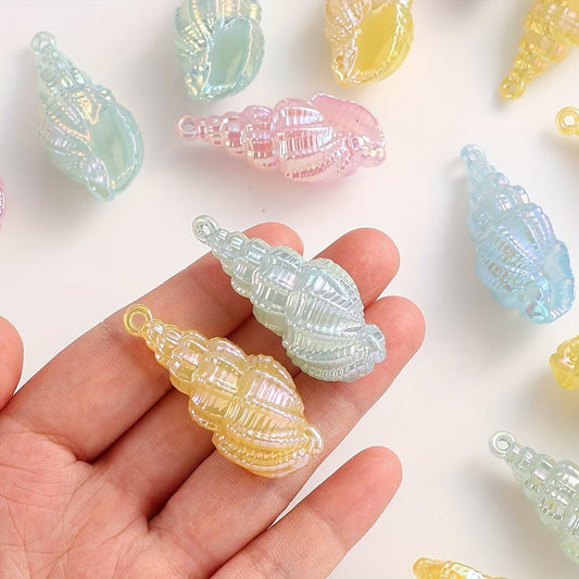 10PCS Gradient Shell & Conch Acrylic Pendant Set