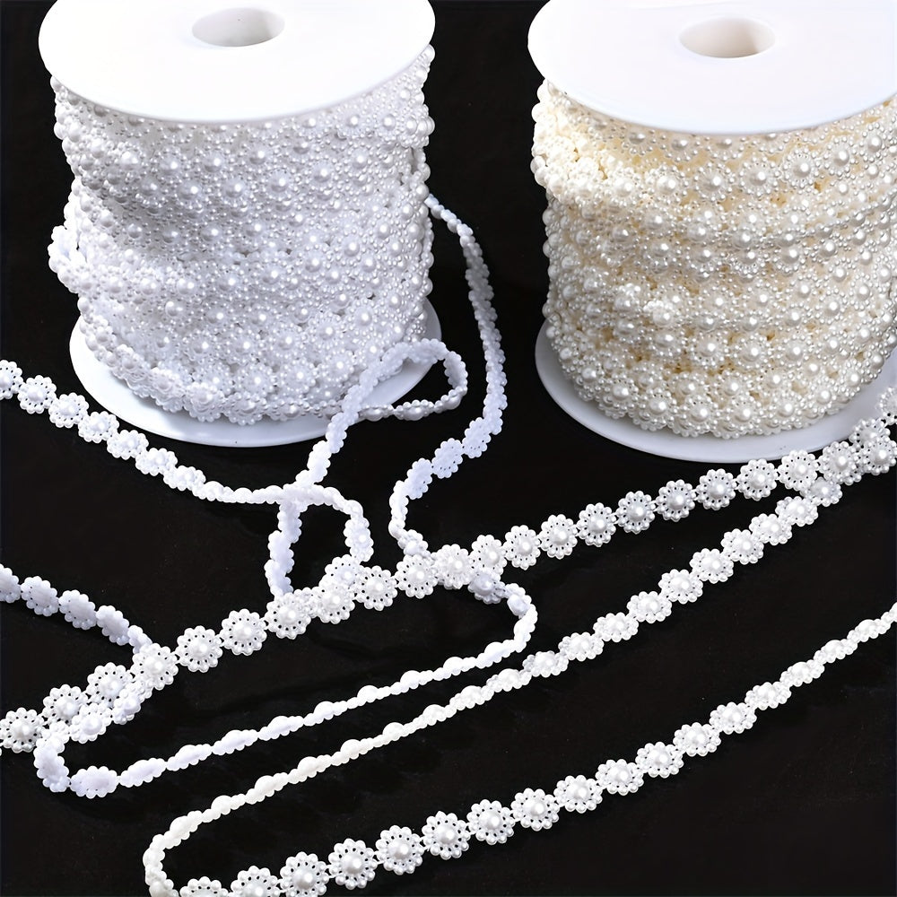 3m White Ivory Flatback Flower Acrylic Bead Chain