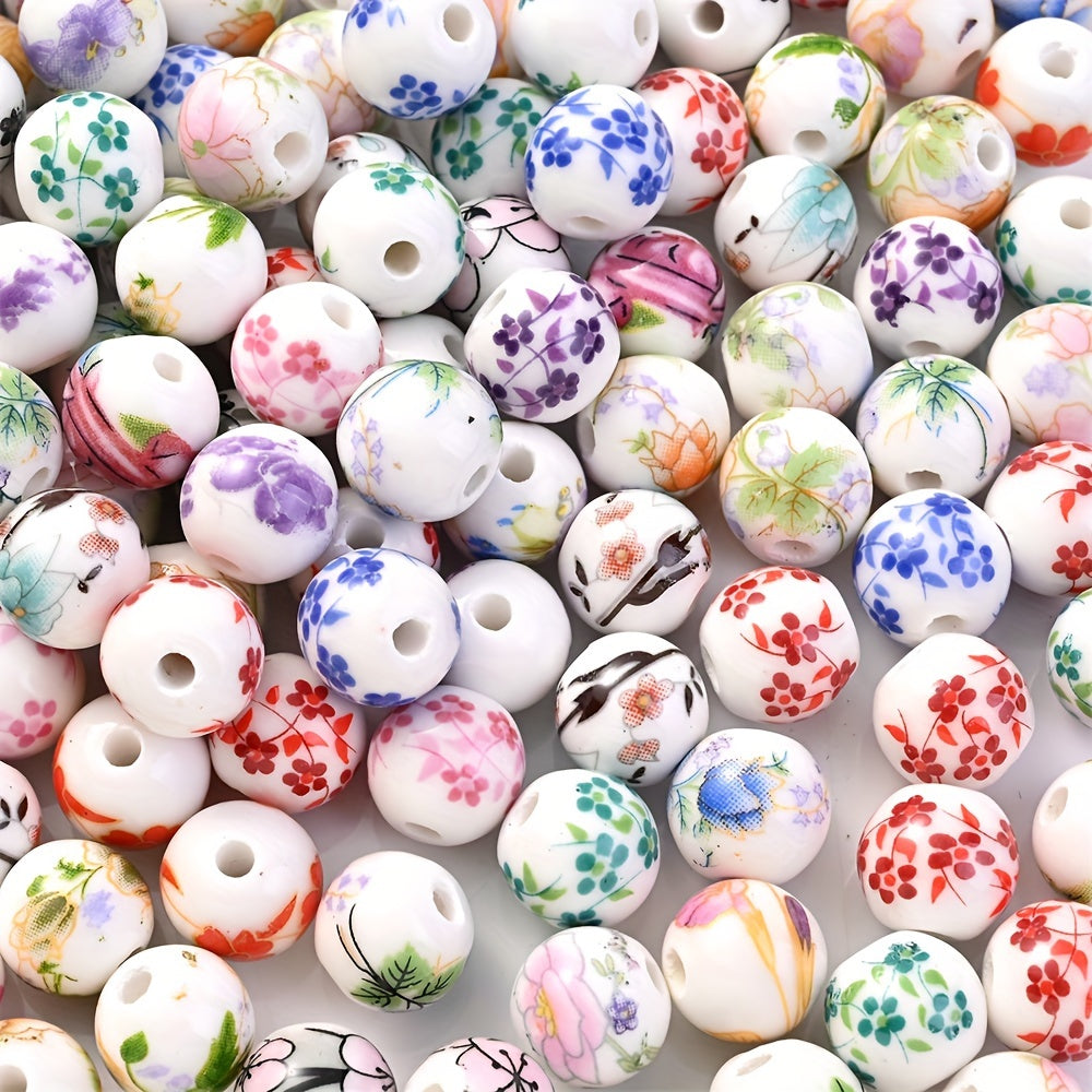 30/50pcs 10mm Flower Ceramic Beads