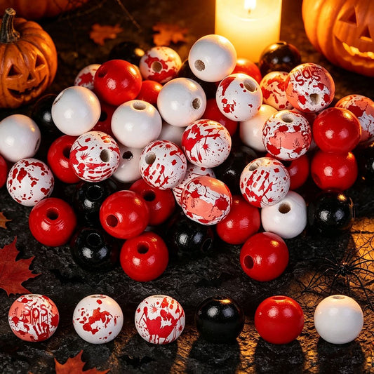 Halloween Bloody Handprint Wooden Beads