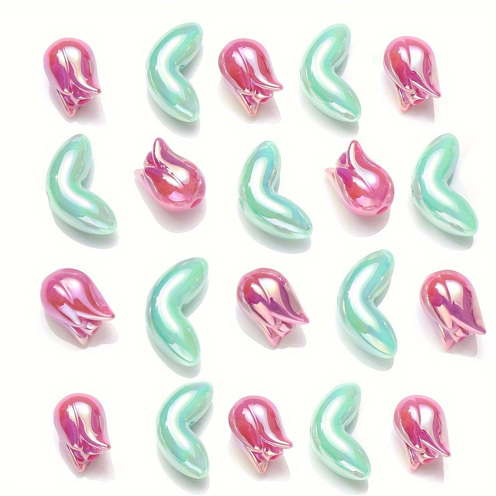 20PCS Pink Tulip Acrylic Bead Set