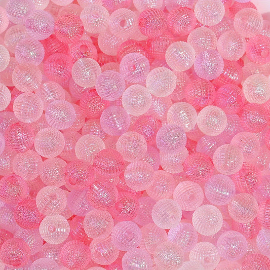 100pcs 8mm Pink Series AB Acrylic Round Beads