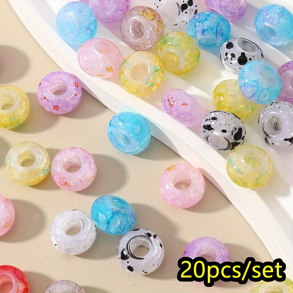 20pcs 8x14mm Bohemian Style Acrylic Large Hole Beads