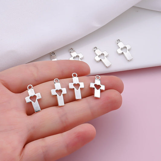 Heart Hollow Cross Pendant Charms