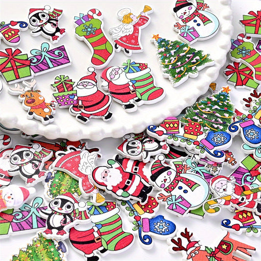 Christmas Wooden Beads for Holiday Crafts