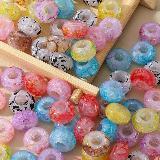 Ink Spatter Large Hole Acrylic Beads
