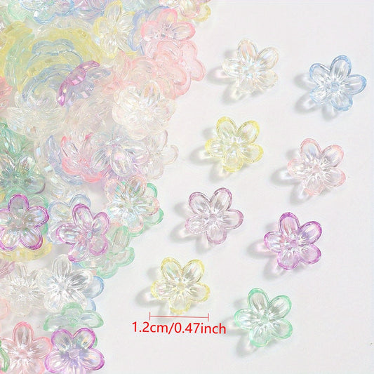 Clear Five-Petal Flower Acrylic Beads