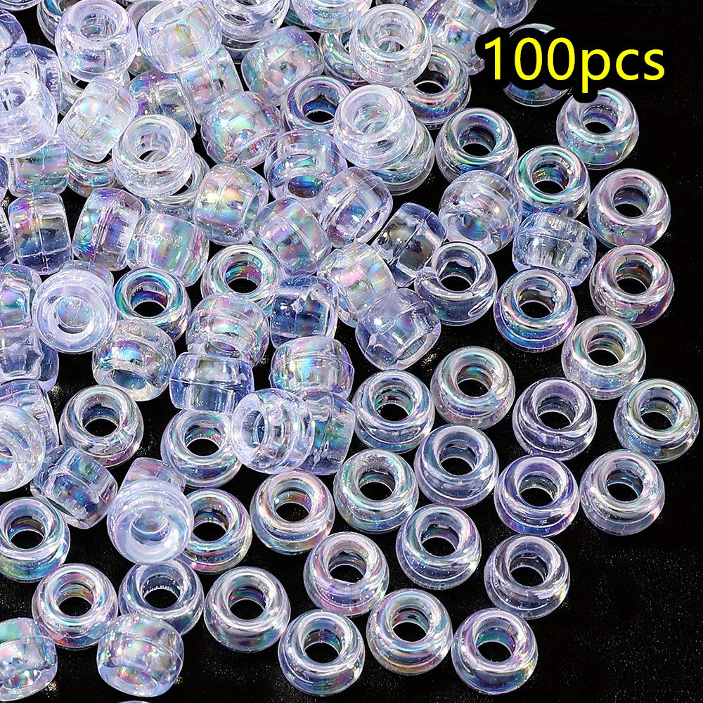 100pcs 5x9mm Shiny Laser Color Acrylic Pony Beads
