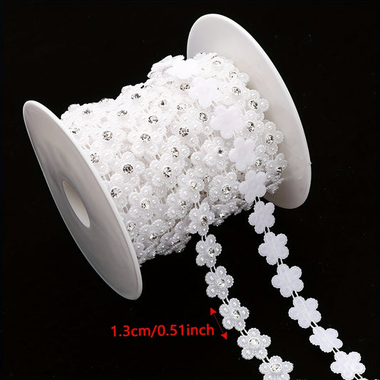 1PC 13mm × 1m White Flower Acrylic Decorative Strip