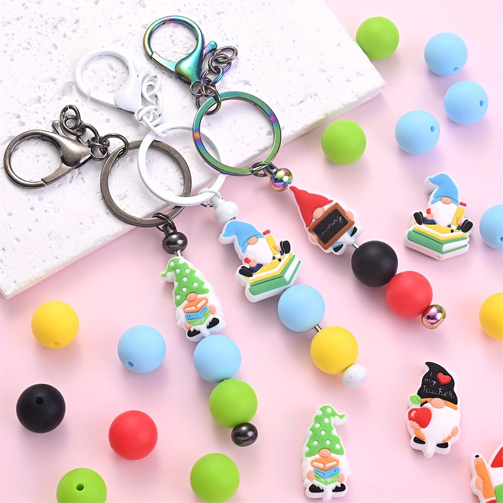 55pcs 15mm Colorful Silicone Focal Beads Set