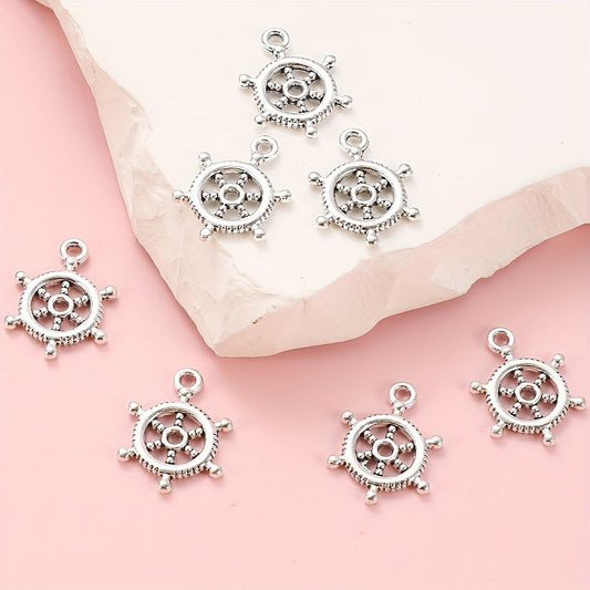 20PCS 15×20mm Silver-Tone Rudder Alloy Pendants