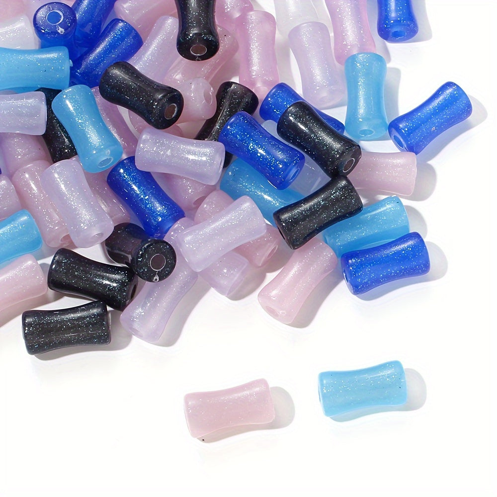 Glitter Bamboo Tube Acrylic Beads