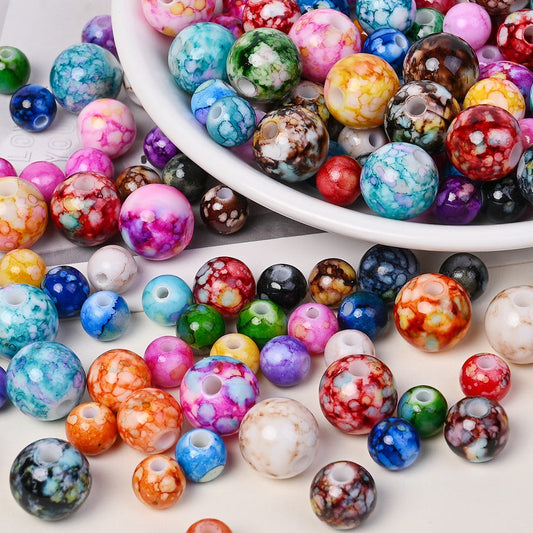 100pcs 8mm Cracked Acrylic Loose Spacer Beads