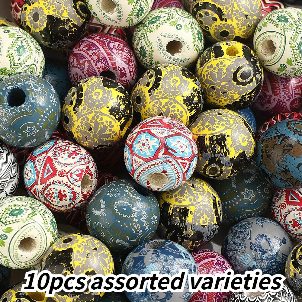 10pcs 16mm Vintage Wooden Round Beads