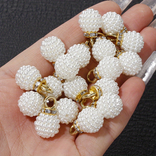 10/20PCS 10/12mm White Glossy Bayberry Acrylic Pendant Set