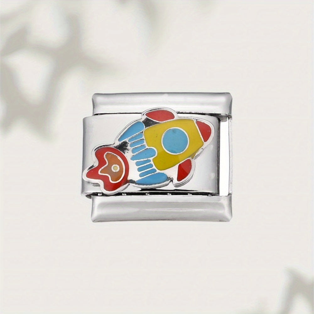 Space-Themed Stainless Steel Bead