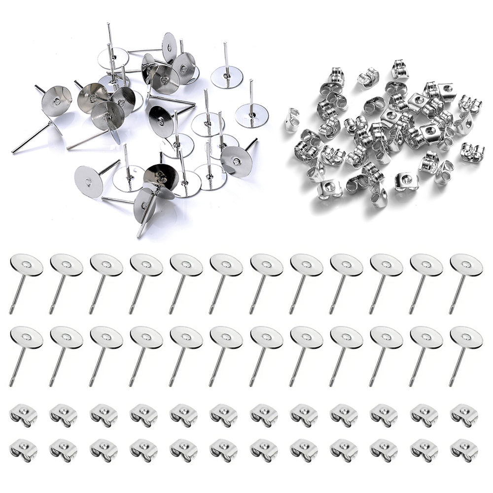 48-Piece Gold & Silver Earring Stud & Back Set