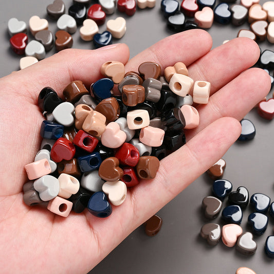 20PCS 9×10mm Vintage Morandi Heart Spacer Beads