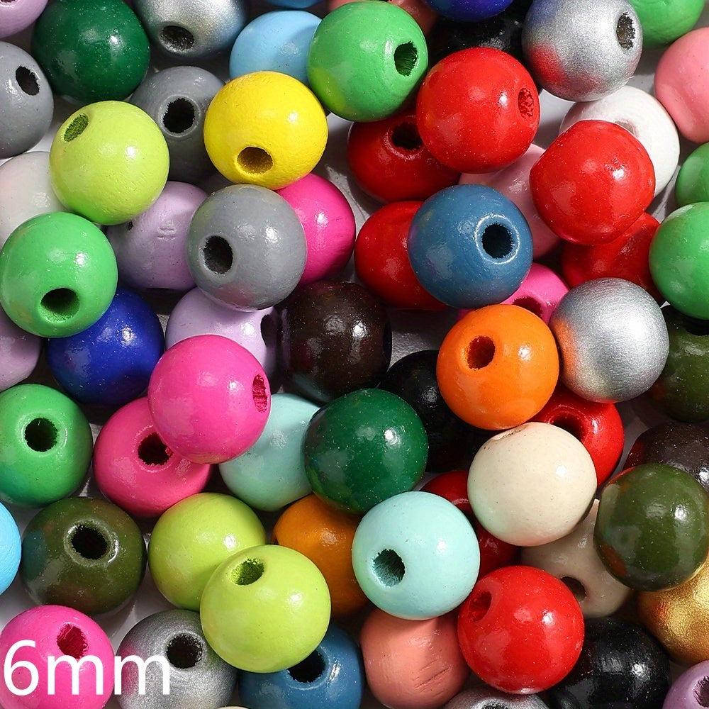 Multi Color Glossy Wood Beads