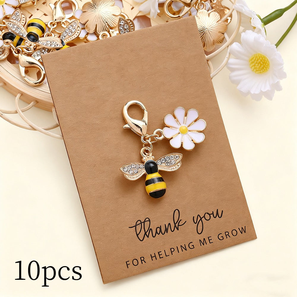 Rhinestone Bee Sunflower Keychains