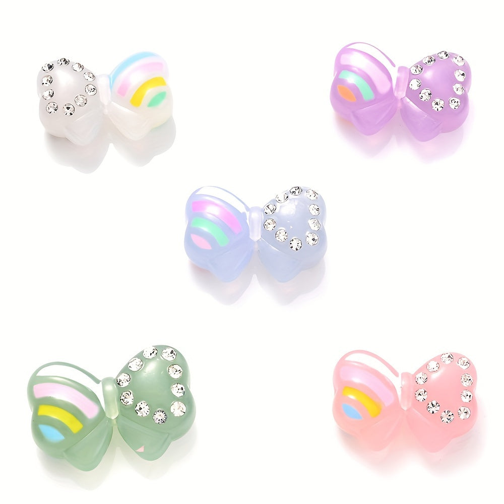 5PCS 16×24mm Luminous Bow Acrylic Bead Set
