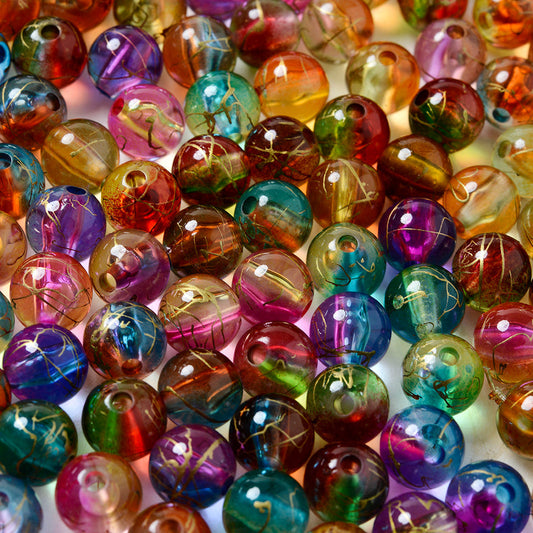 Multicolor Acrylic Beads with Gold Spacer Beads