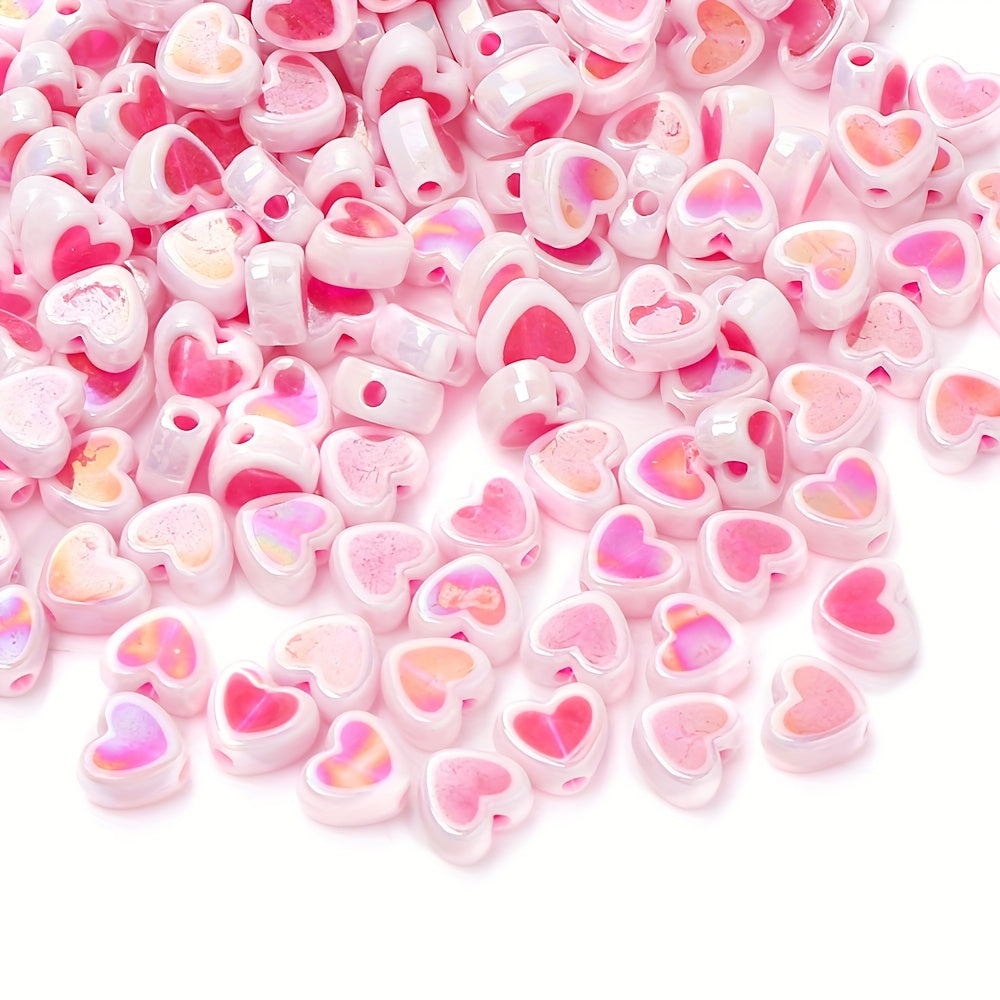 Shiny Heart Acrylic Spacer Beads