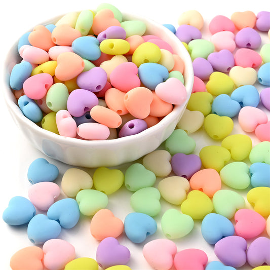 Matte Love Heart Acrylic Beads