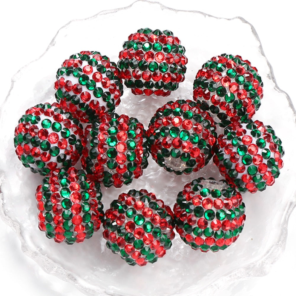 Red and Green Striped Resin Beads
