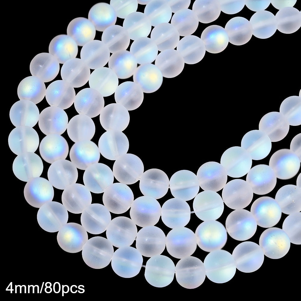 White Matte Frosted Glass Beads