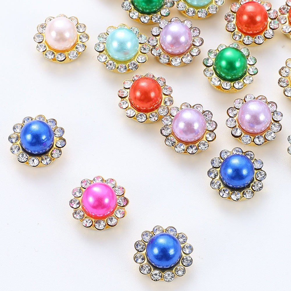 Flower Rhinestone Pearl Cabochons