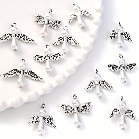 12PCS Vintage Alloy Feather & Angel Wing Spacer Bead Set