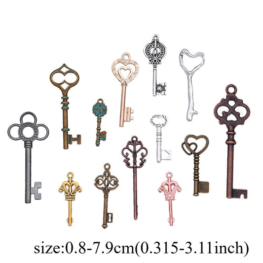 Vintage Key Charm Pendant Set