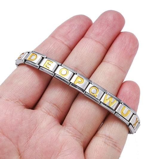 A-Z English Letter Stainless Steel Italian Charm Links