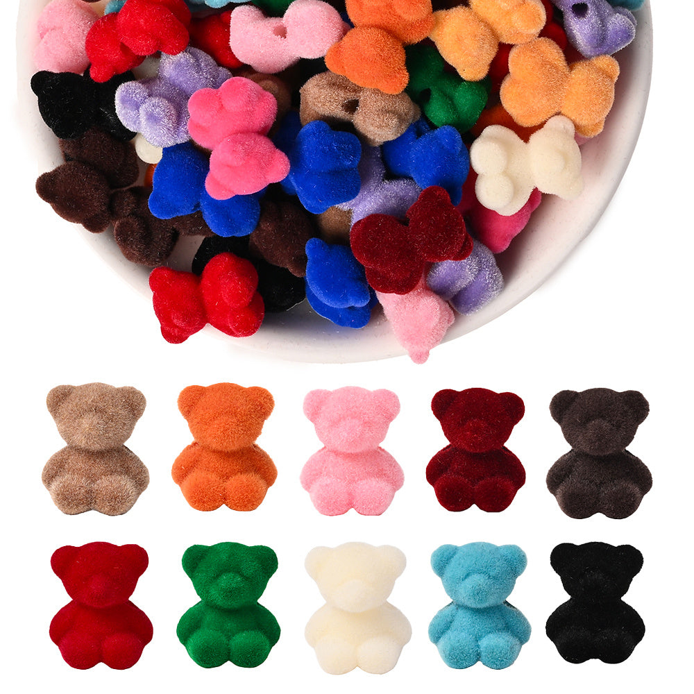 Resin Flocked Bowknot Beads