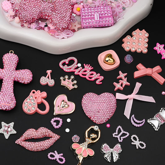 Mixed Pink Rhinestone Flatback Embellishment Set