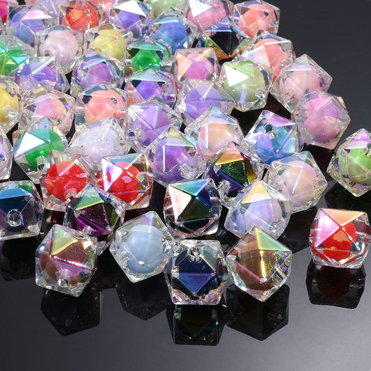 10pcs 15x16mm AB Color Acrylic Faceted Beads