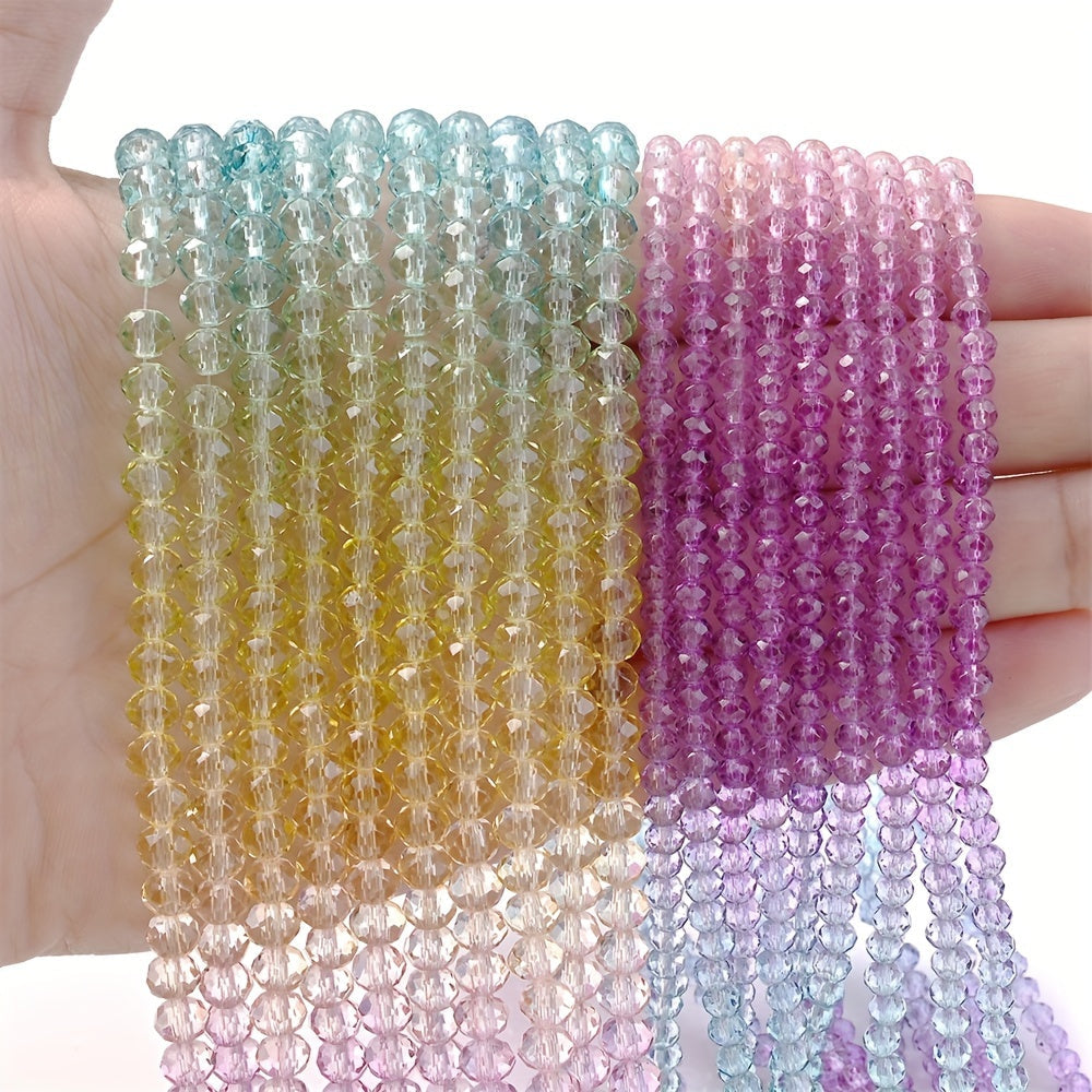 4/mm 1 String Rainbow Color Gradient Glass Faceted Beads