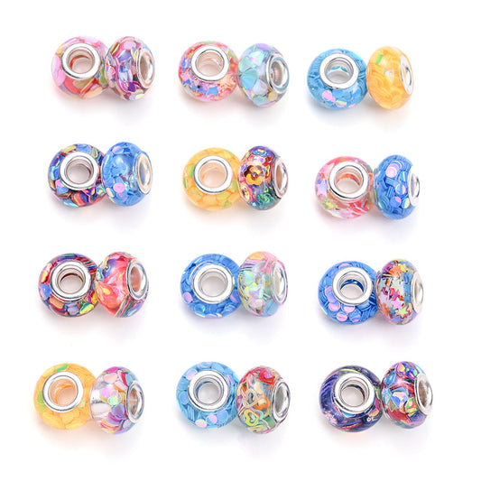 20PCS 9×14mm AB Mixed-Color Large-Hole Acrylic Beads