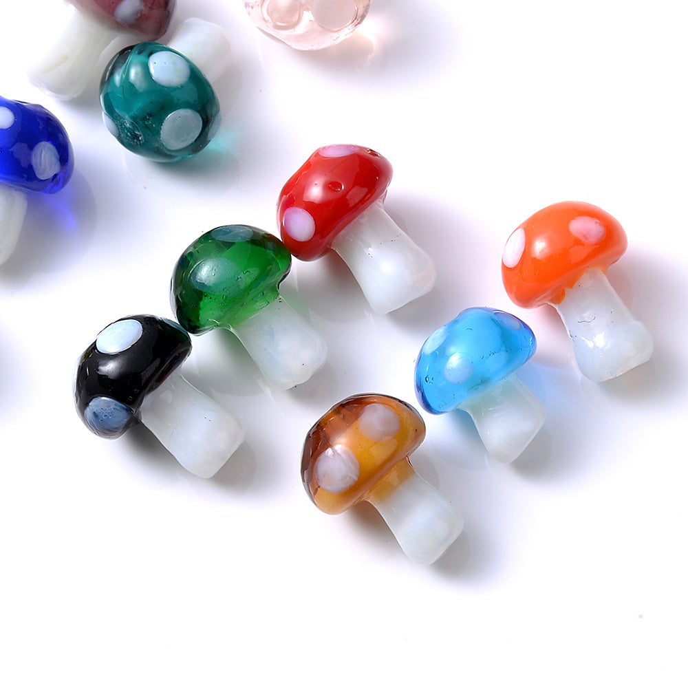 30pcs 10x14mm Mushroom Glass Beads
