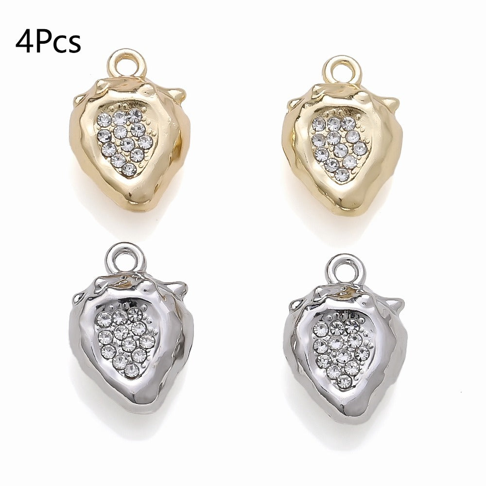 Strawberry Rhinestone Metal Pendant Charms