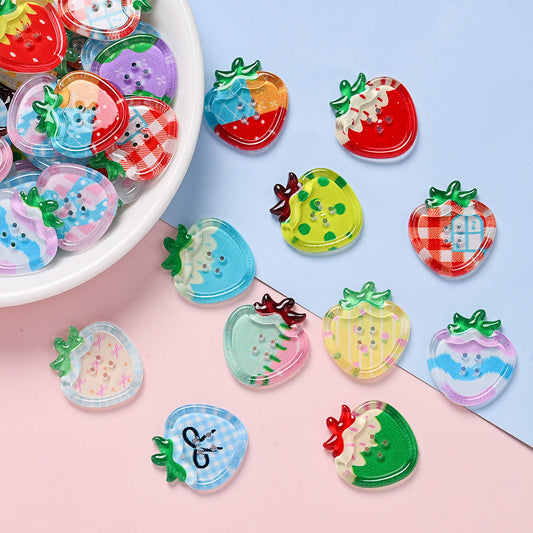 Strawberry Transparent Decorative Buttons