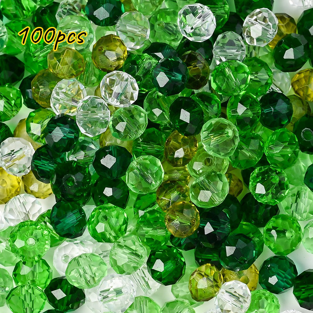 Green Faceted Glass Rhinestone Beads