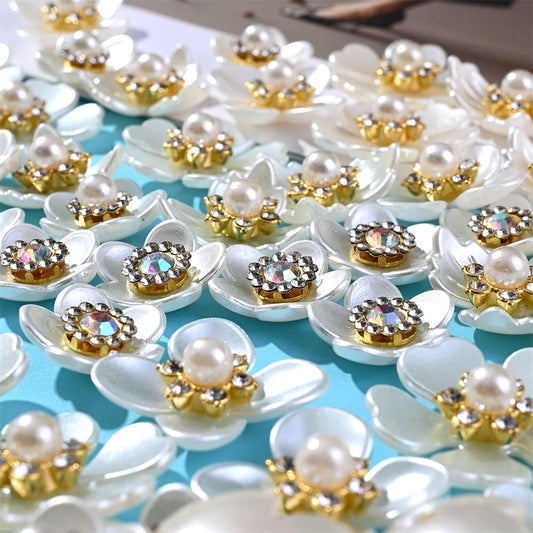25-Piece Sparkling Rhinestone Flower Flatback Beads