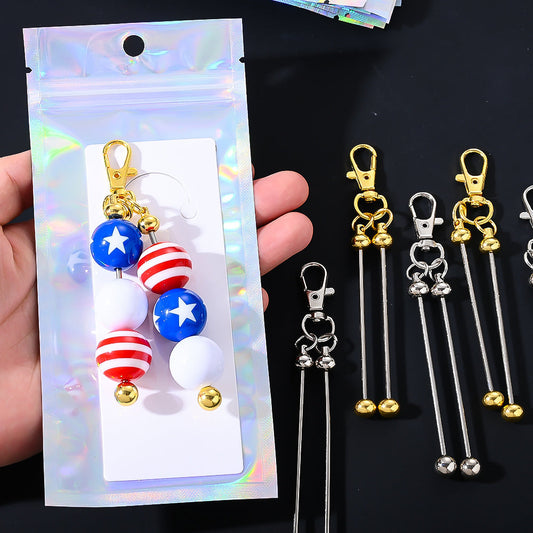 Golden & Silvery Beadable Keyring Set