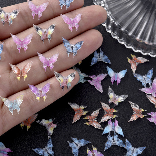 Shiny Resin Butterfly Flatback Beads