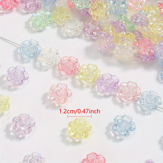 Clear Sparkling Rose Acrylic Beads