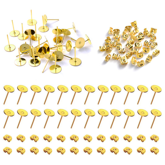 48-Piece Gold & Silver Earring Stud & Back Set